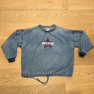 Vintage mock neck “America” denim shirt
